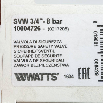 Предохранительный клапан Watts SVW 8-3/4 3/4& x 8 бар-4