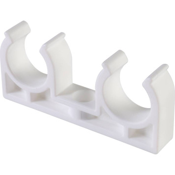 Политэк D=20 Двойное крепление для полипропиленовых труб под сварку (белый)