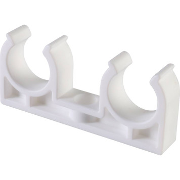 Политэк D=20 Двойное крепление для полипропиленовых труб под сварку (белый)-1