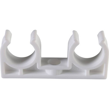 Политэк D=20 Двойное крепление для полипропиленовых труб под сварку (белый)-2