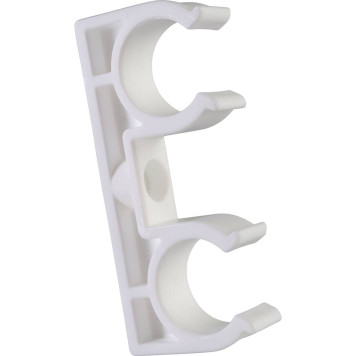 Политэк D=20 Двойное крепление для полипропиленовых труб под сварку (белый)-4