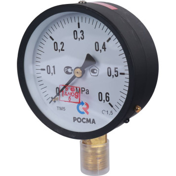 Манометр РОСМА ТМ-510Р.00 G1/2.1,5, диаметр 100 мм, 0-0,6 МПа, серия 10, IP40