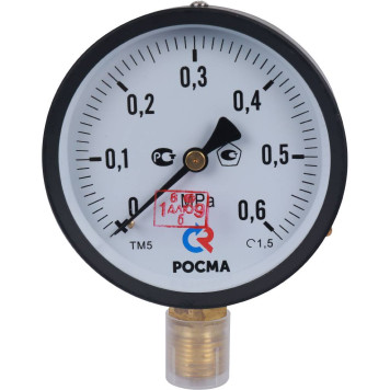 Манометр РОСМА ТМ-510Р.00 G1/2.1,5, диаметр 100 мм, 0-0,6 МПа, серия 10, IP40-1