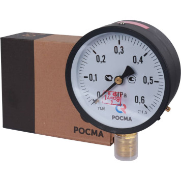 Манометр РОСМА ТМ-510Р.00 G1/2.1,5, диаметр 100 мм, 0-0,6 МПа, серия 10, IP40-6