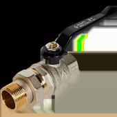 Кран шаровой BUGATTI Oregon 1” с полусгоном (ручка-рычаг алюминий) внут-наруж резьба (03200034)