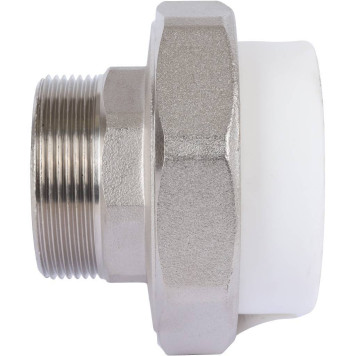 Политэк White Fittings 63х2 - муфта разъемная для полипропиленовых труб с наружной резьбой (белая)-2
