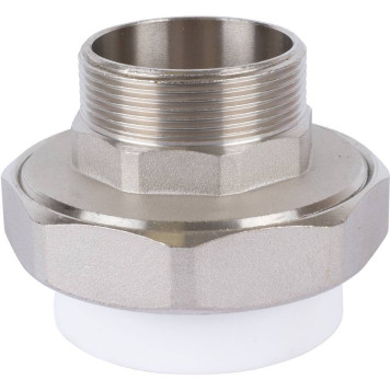 Политэк White Fittings 63х2 - муфта разъемная для полипропиленовых труб с наружной резьбой (белая)-4