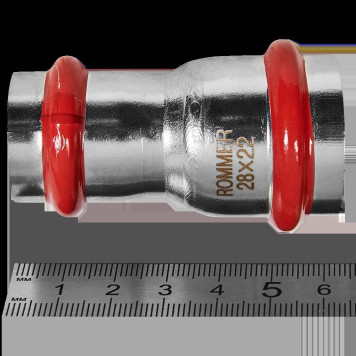 Муфта ROMMER переходная, 28х22, из нержавеющей стали прессовой (RSS-0018-002822)-1
