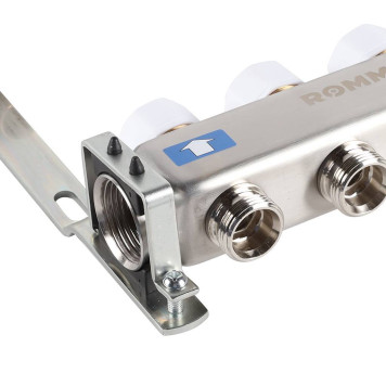 Коллектор из нержавеющей стали без расходомеров ROMMER, с клапаном вып. воздуха и сливом 3 выхода (RMS-3201-000003)-3