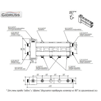 Балансировочный коллектор GIDRUSS BMSS-80-3D.EPP (до 80 кВт, подкл. котла G 1, 2 контура G 1, боковой контур G 1, зеркально-матовая полировка, 4D-кронштейны K.UMS, EPP-термоизоляция) (BM 80A2T 23)-1