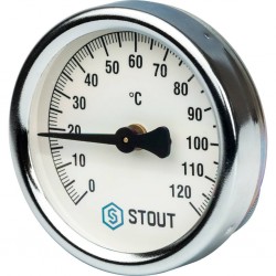 Термометр Stout SIM-0004 биметаллический накладной с пружиной Dn 63 мм 0-120°C 1-2.