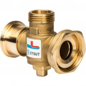 Термостатический смесительный клапан STOUT SVM-0050 G 1 1/2M-G 1 1/2F-G 1 M 70 градусов.