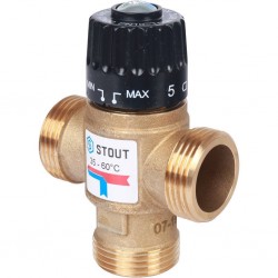 Термостатический смесительный клапан STOUT SVM для систем отопления и ГВС 1" НР 35-60C Kvs 2,5