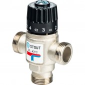 Термостатический смесительный клапан STOUT для систем отопления и ГВС 3/4 НР 20-43°С KV 1,6 SVM-0020-164320