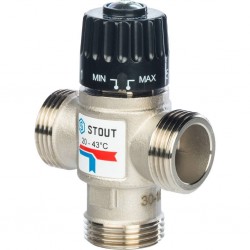 Термостатический смесительный клапан STOUT для систем отопления и ГВС G 1/4 НР 20-43°С KV 2,5