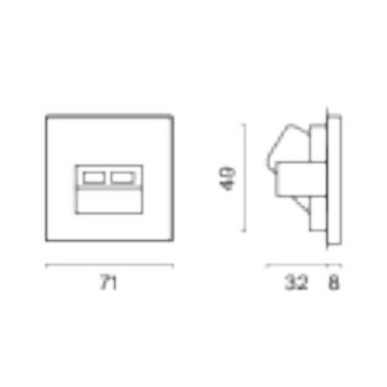 Розетка двойная Ethernet RJ-45 без рамки Voltum S70 VLS060206-7