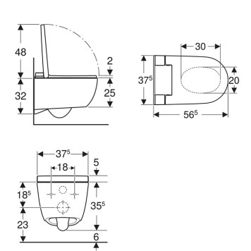 Geberit AquaClean Alba Унитаз-биде подвесной, KeraTect, цвет: белый. 146.350.01.1-2
