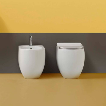 Kerasan Flo биде напольное приставное 55х37см, с 1 отв., цвет: белый-3