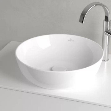 VilleroyBoch Artis Раковина 43х43х12.5см., накладная, без отв., без перелива, TitanCeram, цвет: альпийский белый. 41794301-3
