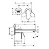 Hansgrohe Rebris S Смеситель для раковины, настенный, цвет: черный матовый