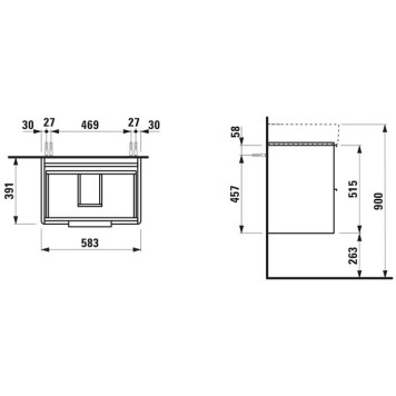 Laufen Base База с раковиной, 58.5х39х53см, с 2 ящиками, подвесная, покрытие LLC, цвет: белый глянцевый-4