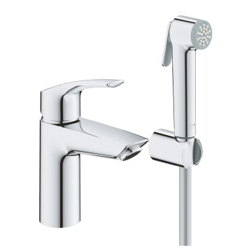 Grohe 23 124 003 Eurosmart Смеситель для раковины 92 мм, гладкий, с гигиеническим душем 23124003Gr