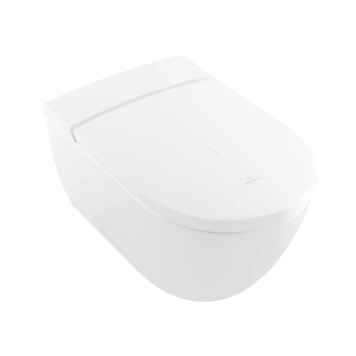 VilleroyBoch Viclean Унитаз-биде 38.5х59.5х36см., подвесной, в комплекте с сиденьем, покрытие CeramicPlus, цвет: альпийский белый. V0E100R1