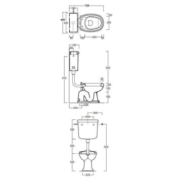 SIMAS Arcade Унитаз 36,5х55см, со средним бачком с боковой ручкой хром, выпуск в пол, цвет белый-2