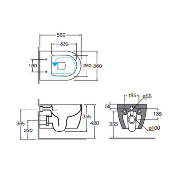 Azzurra Lilac Унитаз подвесной 56x36см, безободковый, смыв Tornado, цвет: белый глянцевый. LIVCSP000000BI-1