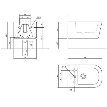 Antonio Lupi Komodo Биде подвесное, 54х36,6см, 1 отв под смеситель, цвет: белый глянец-9