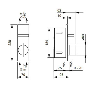 Fantini Внутренняя часть смесителя для душа, переключатель на 2 источника, 1/2-1