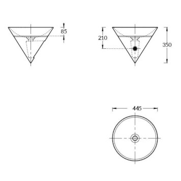 Kerama Marazzi Cono Раковина 44.5х44.5х35см., встраиваемая сверху, без отв., без перелива, цвет: белый глянцевый-7