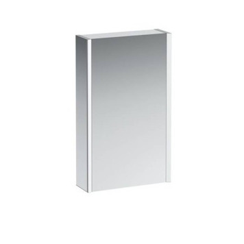 Laufen Frame 25 Зеркальный шкаф 45x15x75см., алюминий, 1 дверца с зеркалом с 2х сторон, DX, сенс. выкл., 2 розетки, 2 верт-х эл-та LED-подсветки (регул-ая яркость), с окружающим освещением (внизу), цвет: белый. 4.0835.2.900.145.1