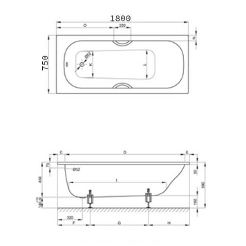 Bette Classic Ванна с шумоизоляцией встраиваемая, 180х75х45см, цвет: белый-4