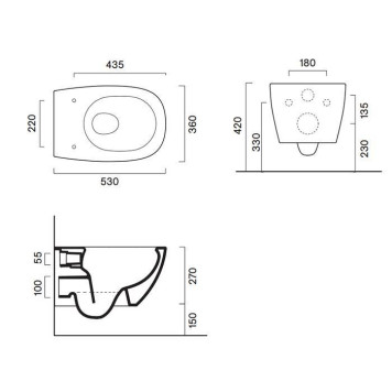 Catalano Alvea Унитаз подвесной 53х36см., безободковый, цвет: белый глянцевый. 0611530001, 9056060000-3