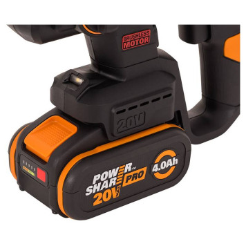 Перфоратор аккумуляторный бесщеточный WORX WX381, 20В, 4Ач x1, ЗУ 2А, кейс-6