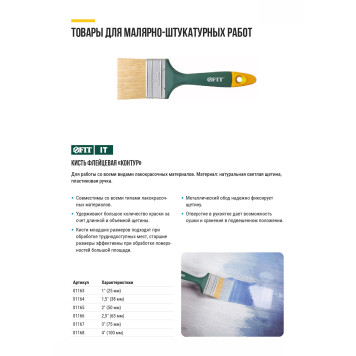 Кисть флейцевая Контур, натур.светлая щетина, пластиковая ручка 3 (75 мм)-4