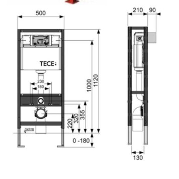 TECE Модуль для установки унитаза, высота h1120мм, с двойной рамой-1