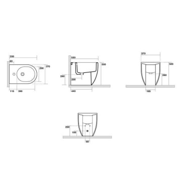 Kerasan Flo биде напольное приставное 55х37см, с 1 отв., цвет: белый-5