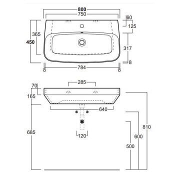 Simas Baden Baden Раковина 80х45 см, 1 отв., цвет: белый-2