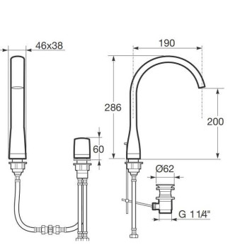 Armani Roca Island Смеситель для раковины на 2 отв, с донным клапаном, излив 190мм, цвет: greige-2