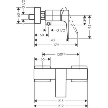 Hansgrohe Metropol Смеситель для душа,однорычажный, настенный, цвет: хром. 32560000-1