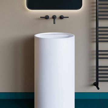 Salini ARMONIA TOP 01 Раковина напол 450х450х850/900мм, без отв.под смеситель, донный клапан UpDown,S-Sense, белый глянц (СЛИВ в стену). 130114GN/слив в стену-1