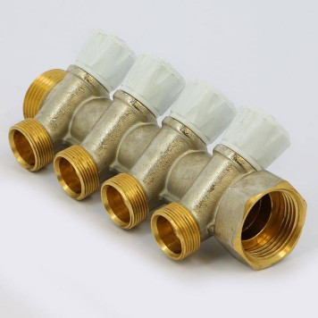 Коллектор НВ 1 с вентилями никелированный EMMETI 4 выходаМ24х19 36мм-1