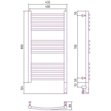 Сунержа Богема 3.0 Полотенцесушитель электрический 40x80h, прав., цвет: мат. белый 30-5803-8040-1