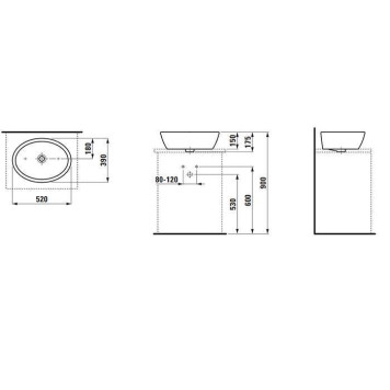 LAUFEN Pro Раковина-чаша 52х39х15 см, без отв., цвет: белый-1