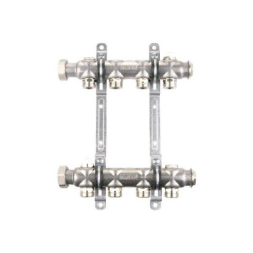 Коллекторная группа, 1, 9 контуров, размер отвода-3/4, без вентилей и расходомеров, нержавеющая сталь