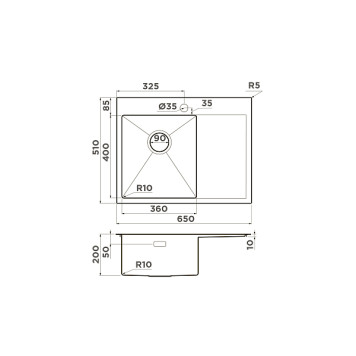 Omoikiri Akisame 65-L-LG Кухонная мойка нерж. сталь 65x51 см, цвет: светлое золото 4973083-1