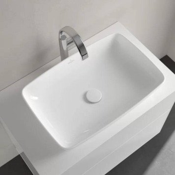 VilleroyBoch Artis Раковина 58х38.5х12.5см., накладная, без отв., без перелива, TitanCeram, цвет: альпийский белый. 41725801-5