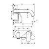 Hansgrohe Vernis Blend Смеситель для раковины, настенный, излив 204 мм, внешняя часть, цвет: хром. 71576000